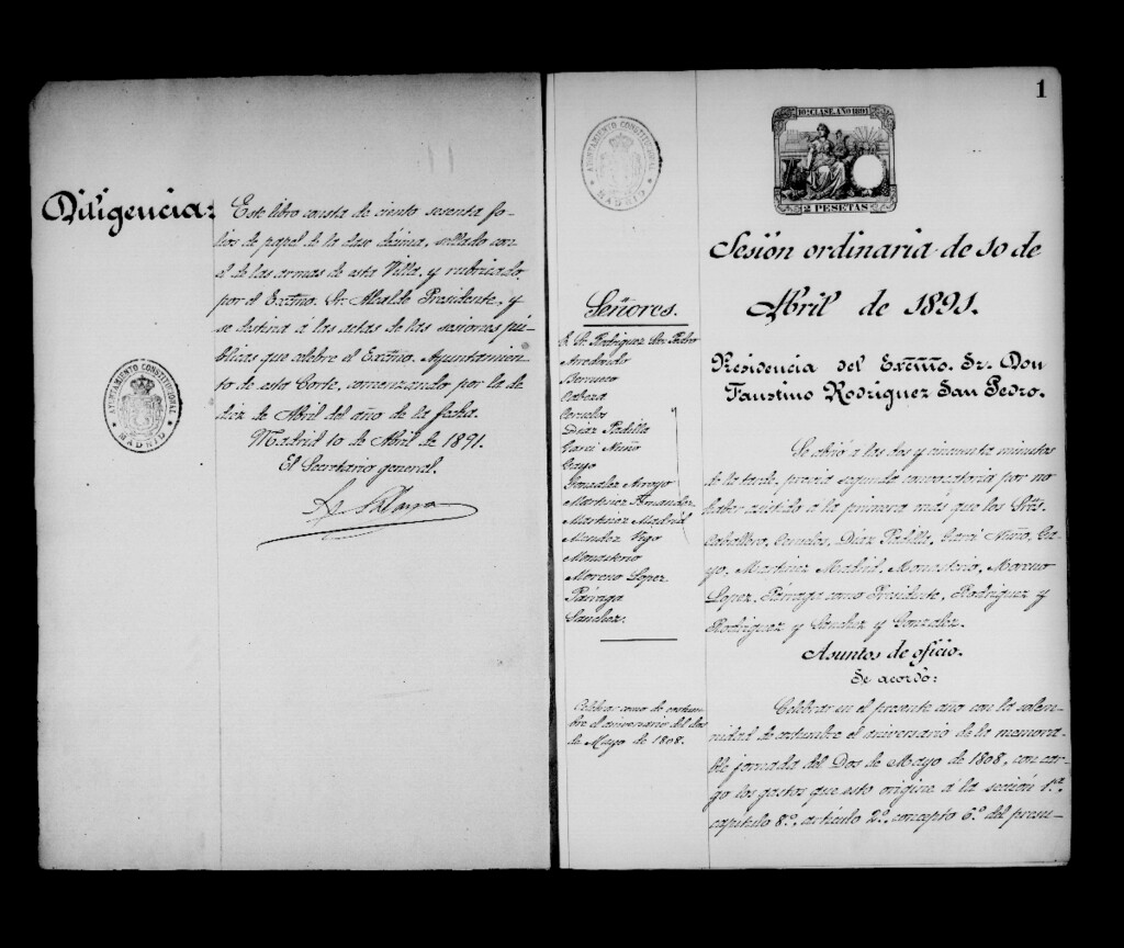 Miniatura de Actas de acuerdos del Ayuntamiento. Tomo 407 del año 1891