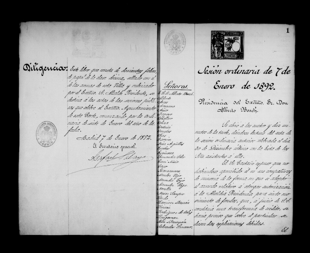 Miniatura de Actas de acuerdos del Ayuntamiento. Tomo 412 del año 1892