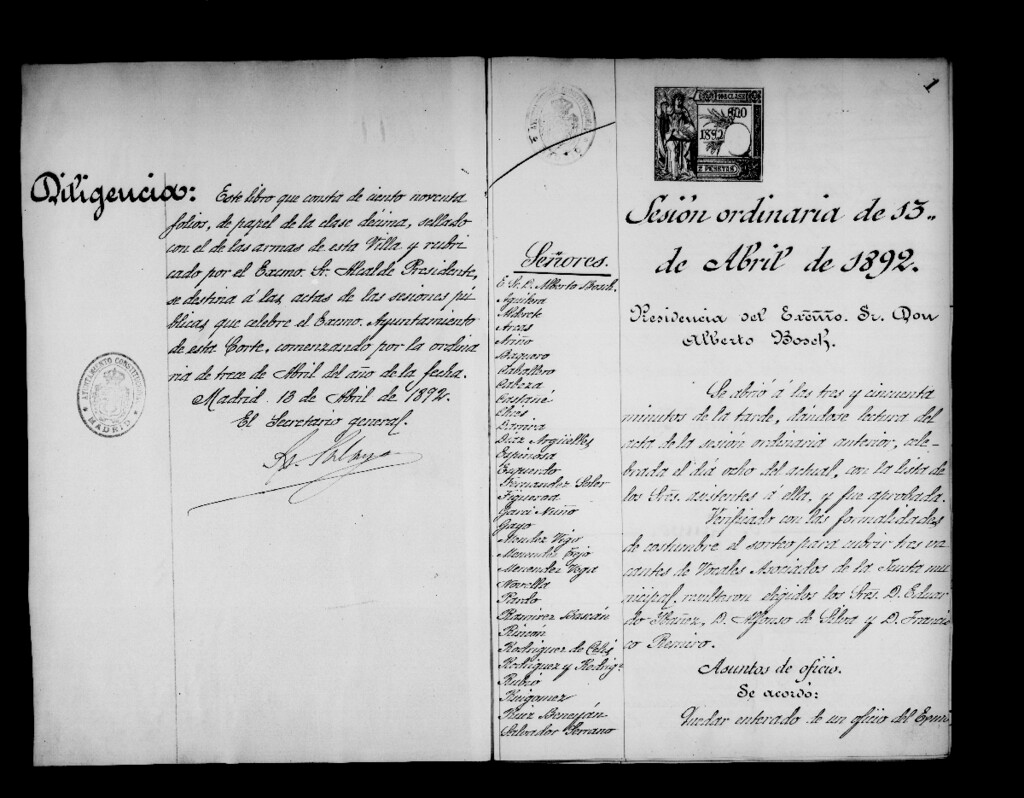 Miniatura de Actas de acuerdos del Ayuntamiento. Tomo 413 del año 1892