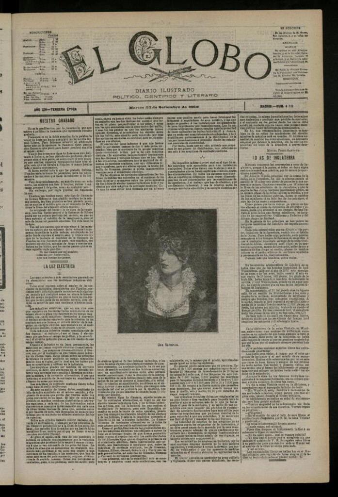 Miniatura de El Globo : diario ilustrado del 25 de septiembre de 1888