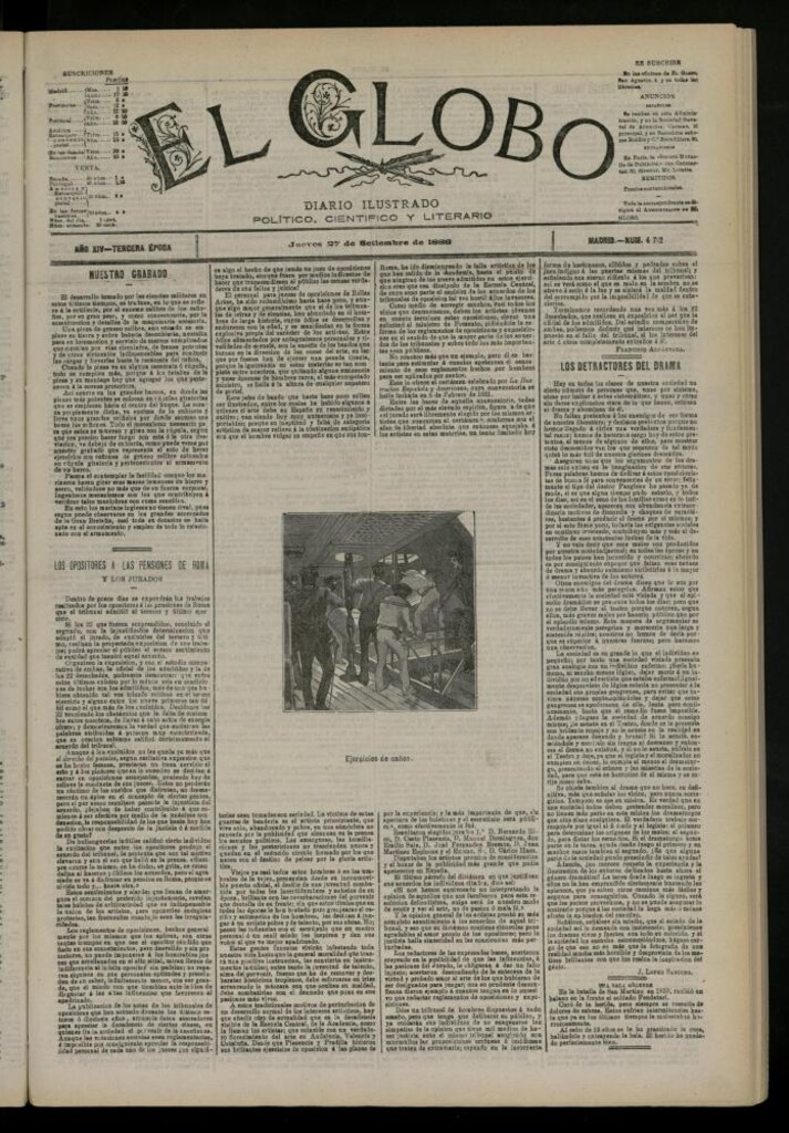 Miniatura de El Globo : diario ilustrado del 27 de septiembre de 1888