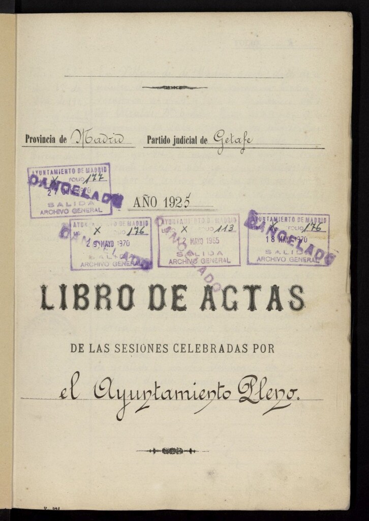 Miniatura de Libro de Actas del Ayuntamiento de Villaverde correspondientes a los años 1925-1932