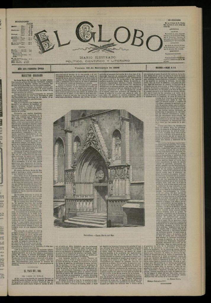 Miniatura de El Globo : diario ilustrado del 28 de septiembre de 1888