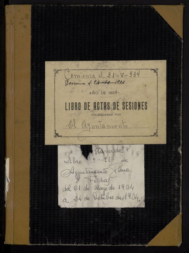 Miniatura de Libro de Actas del Ayuntamiento de Villaverde correspondientes al año 1934