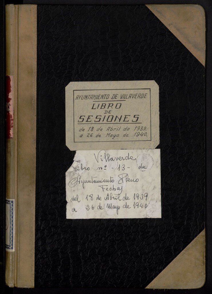 Miniatura de Libro de Actas del Ayuntamiento de Villaverde correspondientes a los años 1939-1940