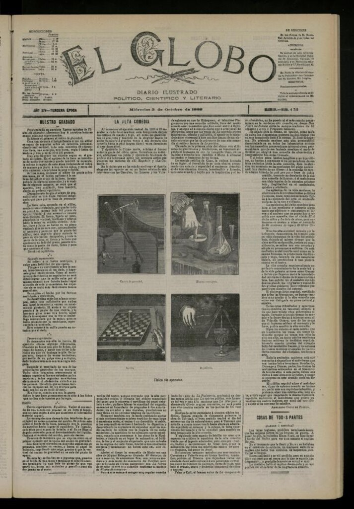 Miniatura de El Globo : diario ilustrado del 3 de octubre de 1888