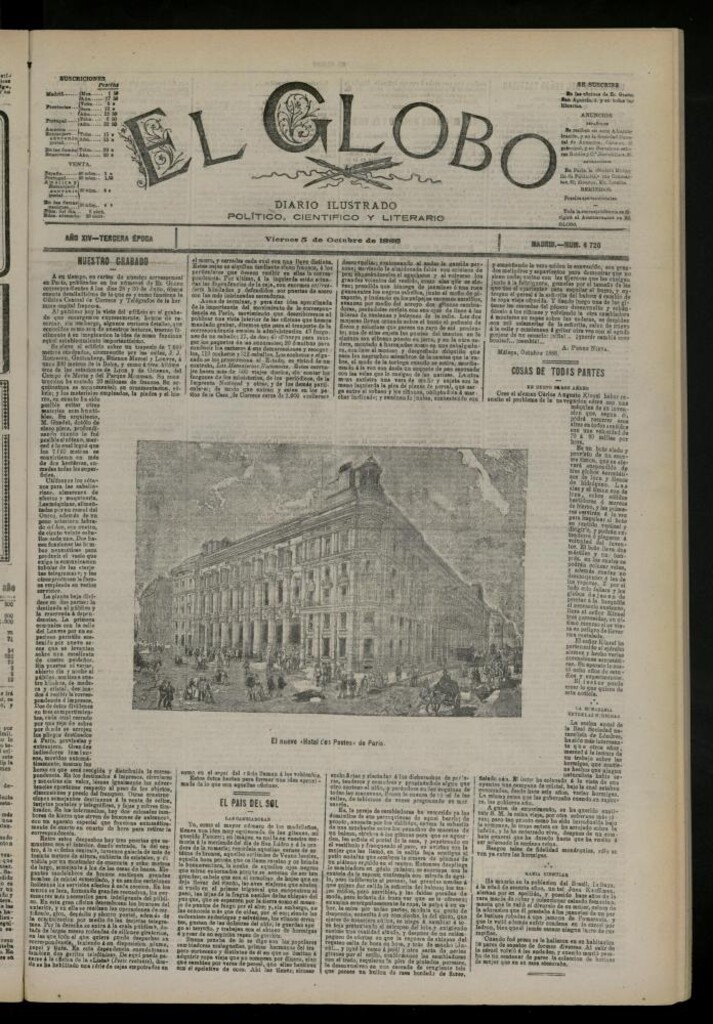 Miniatura de El Globo : diario ilustrado del 5 de octubre de 1888
