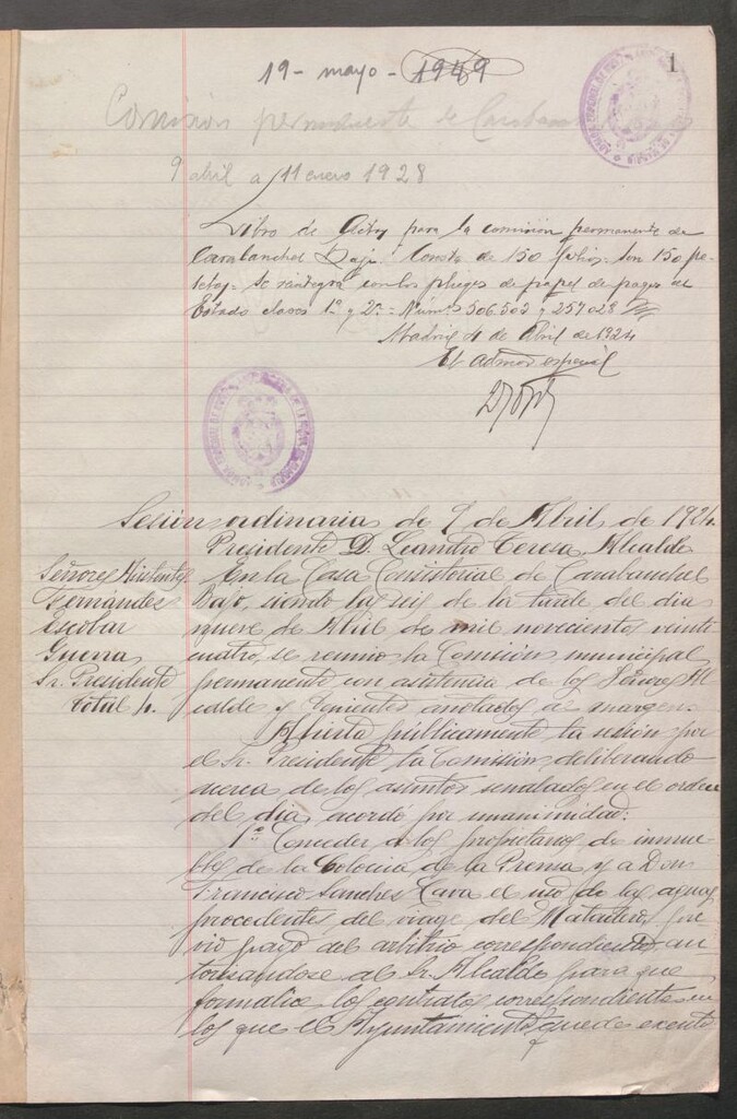 Miniatura de Actas y acuerdos del ayuntamiento de Carabanchel Bajo de 1924-1927. Libro 161.