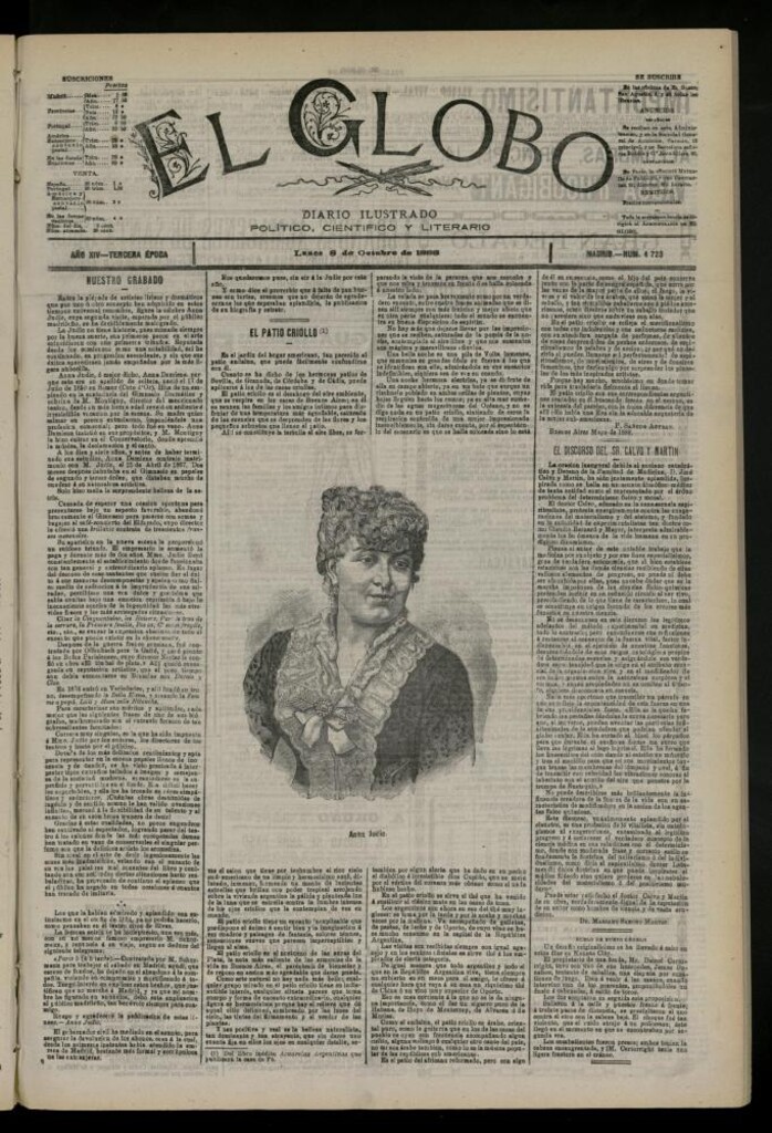 Miniatura de El Globo : diario ilustrado del 8 de octubre de 1888