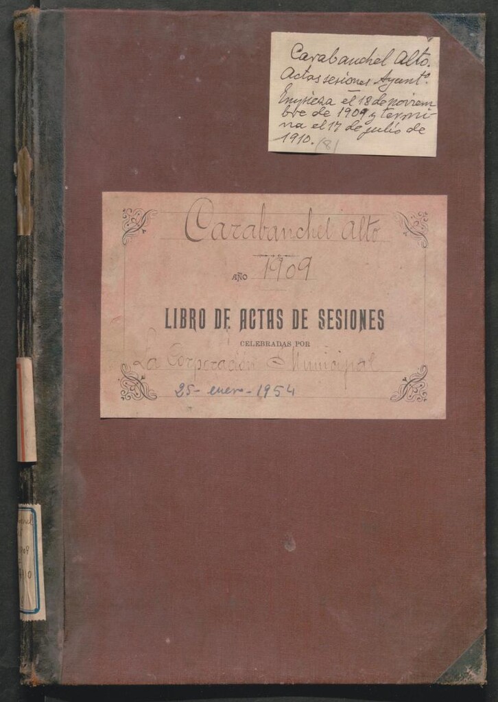 Miniatura de Actas y acuerdos del ayuntamiento de Carabanchel Alto de 1909-1910. Libro 371.