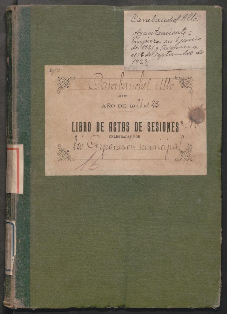 Miniatura de Actas y acuerdos del ayuntamiento de Carabanchel Alto de 1921-1923. Libro 377.