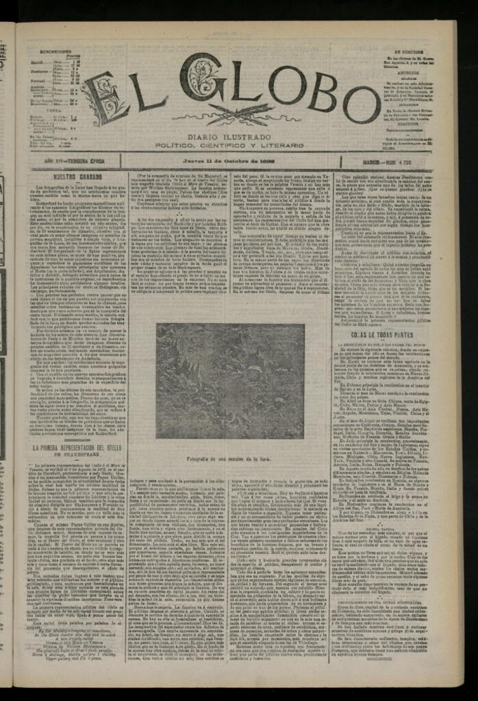 Miniatura de El Globo : diario ilustrado del 11 de octubre de 1888