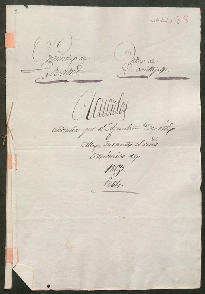 Miniatura de Actas y acuerdos del ayuntamiento de Canillejas de 1863-1864. Libro 488.