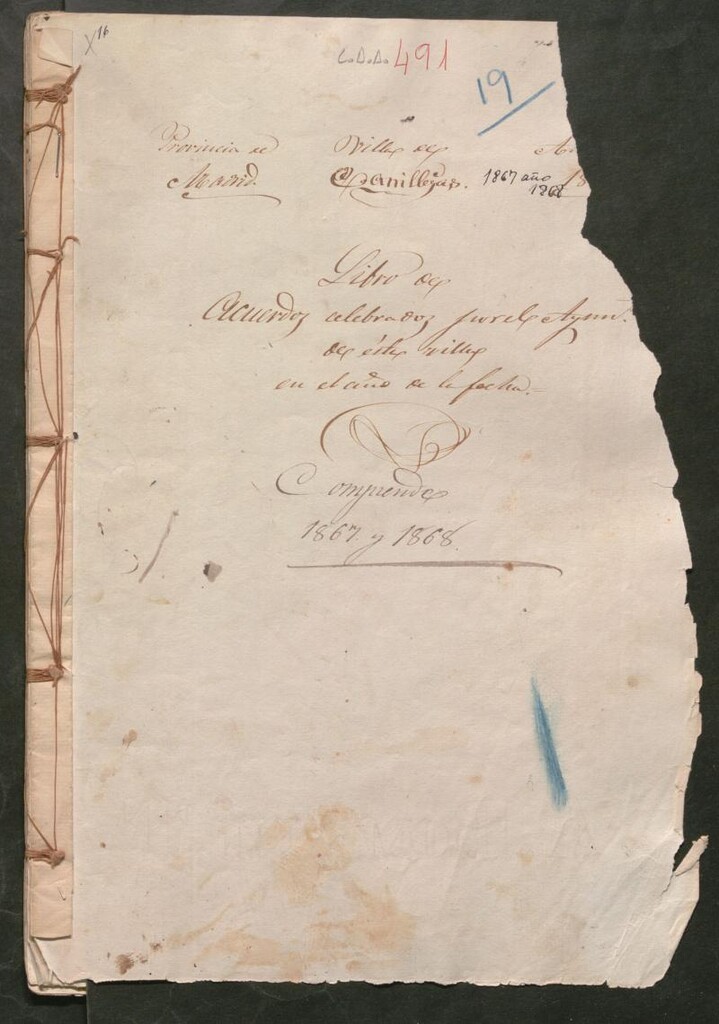 Miniatura de Actas y acuerdos del ayuntamiento de Canillejas de 1867-1868. Libro 491.