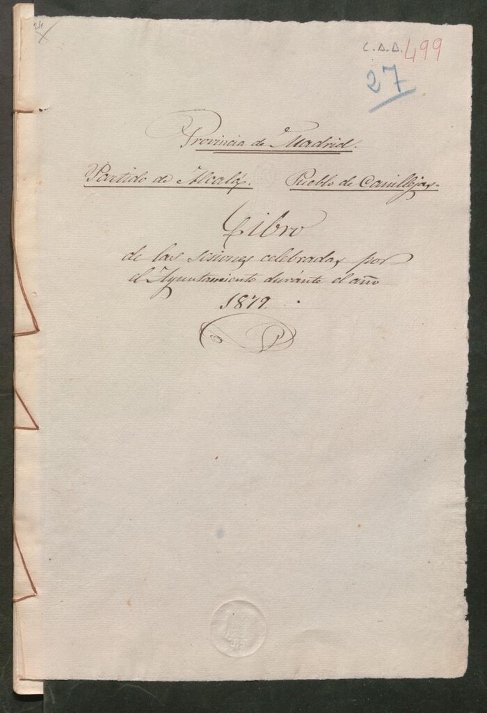 Miniatura de Actas y acuerdos del ayuntamiento de Canillejas de 1879. Libro 499.