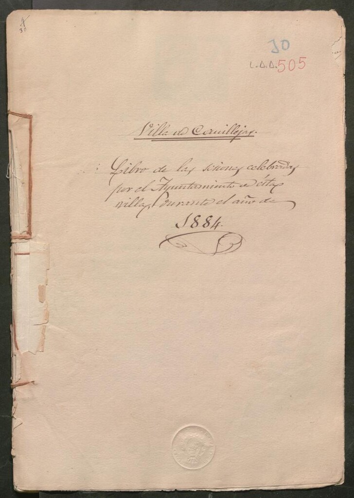 Miniatura de Actas y acuerdos del ayuntamiento de Canillejas de 1884. Libro 505.