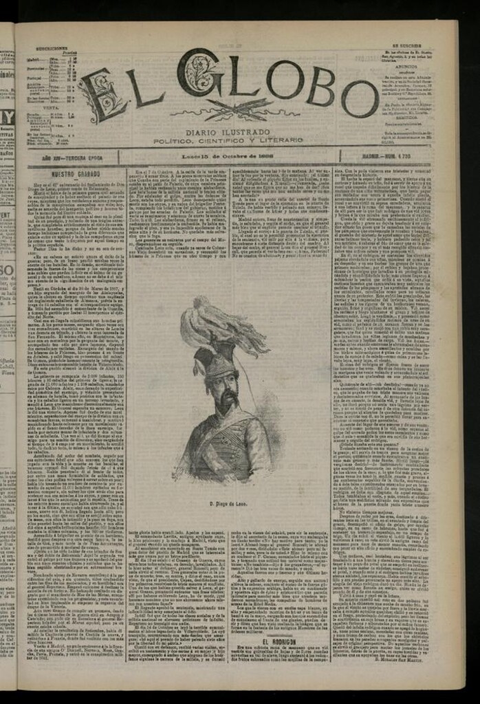 Miniatura de El Globo : diario ilustrado del 15 de octubre de 1888