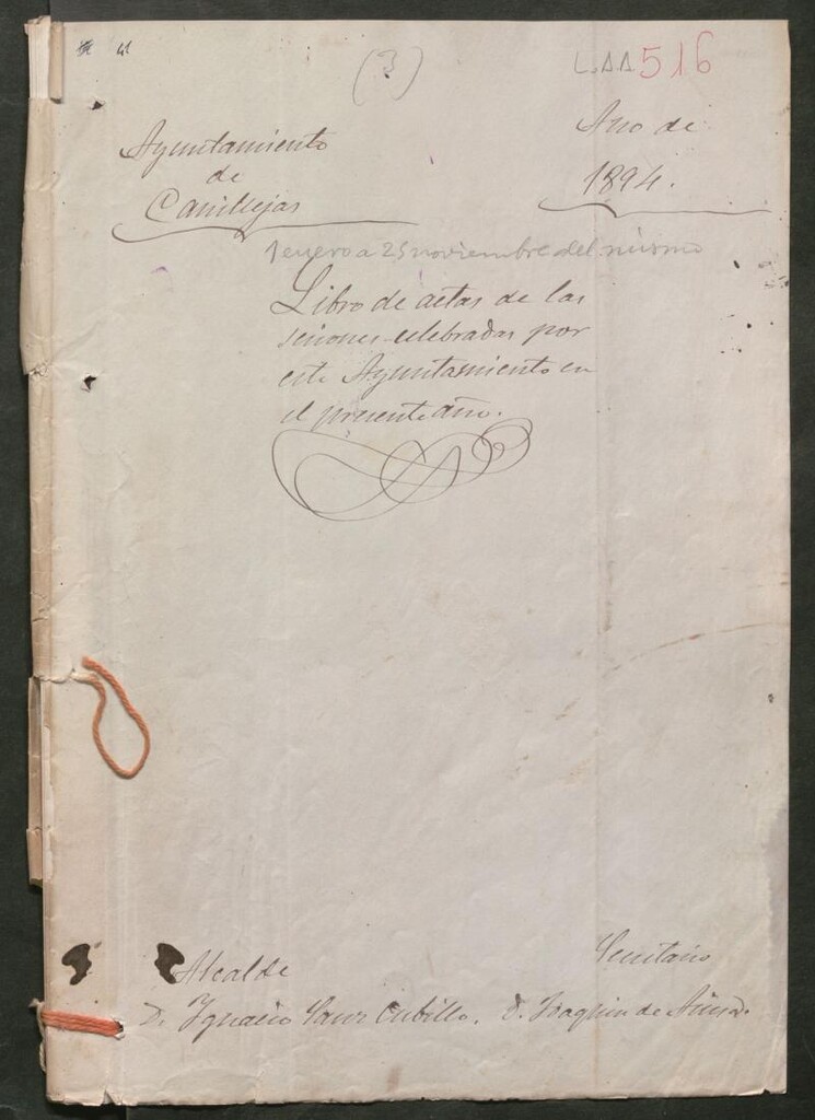 Miniatura de Actas y acuerdos del ayuntamiento de Canillejas de 1894. Libro 516.