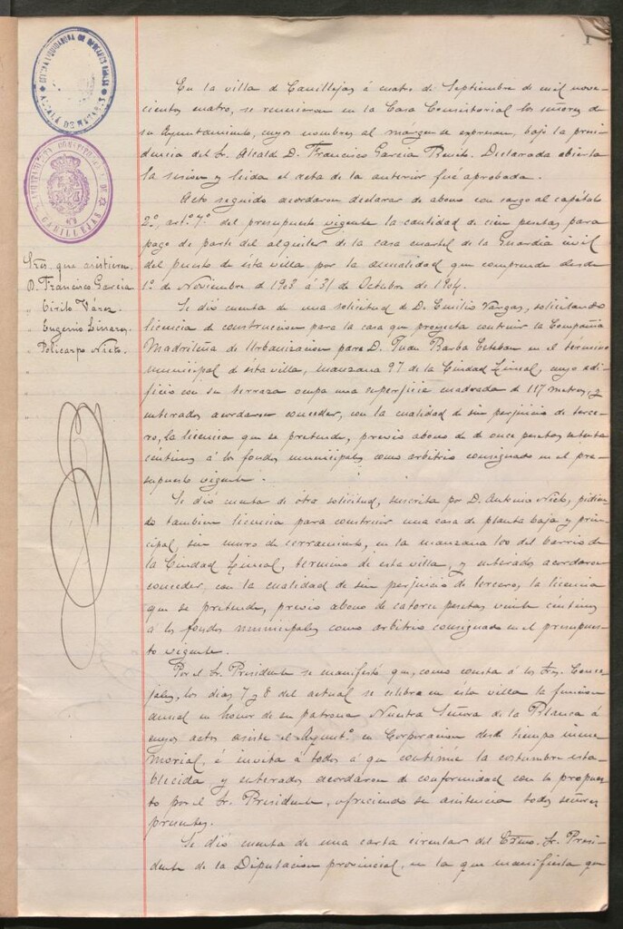 Miniatura de Actas y acuerdos del ayuntamiento de Canillejas de 1904-1905. Libro 524.
