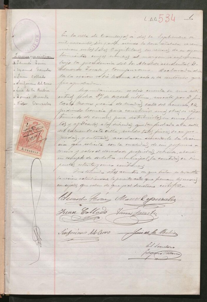 Miniatura de Actas y acuerdos del ayuntamiento de Canillejas de 1917-1919. Libro 534.
