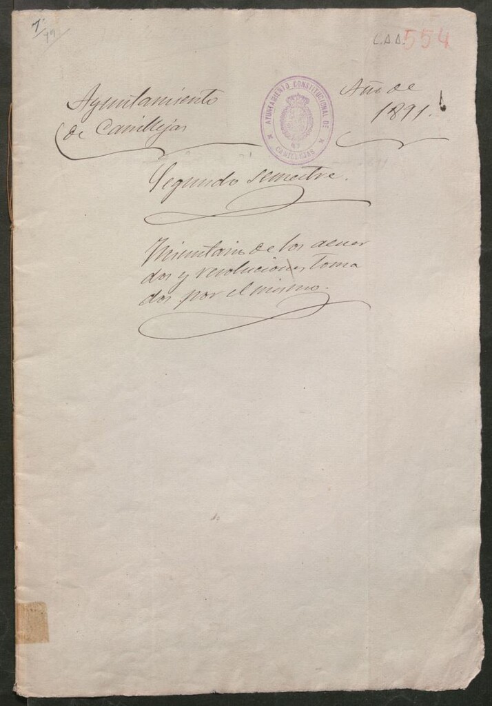 Miniatura de Actas y acuerdos del ayuntamiento de Canillejas de 1891. Libro 554.