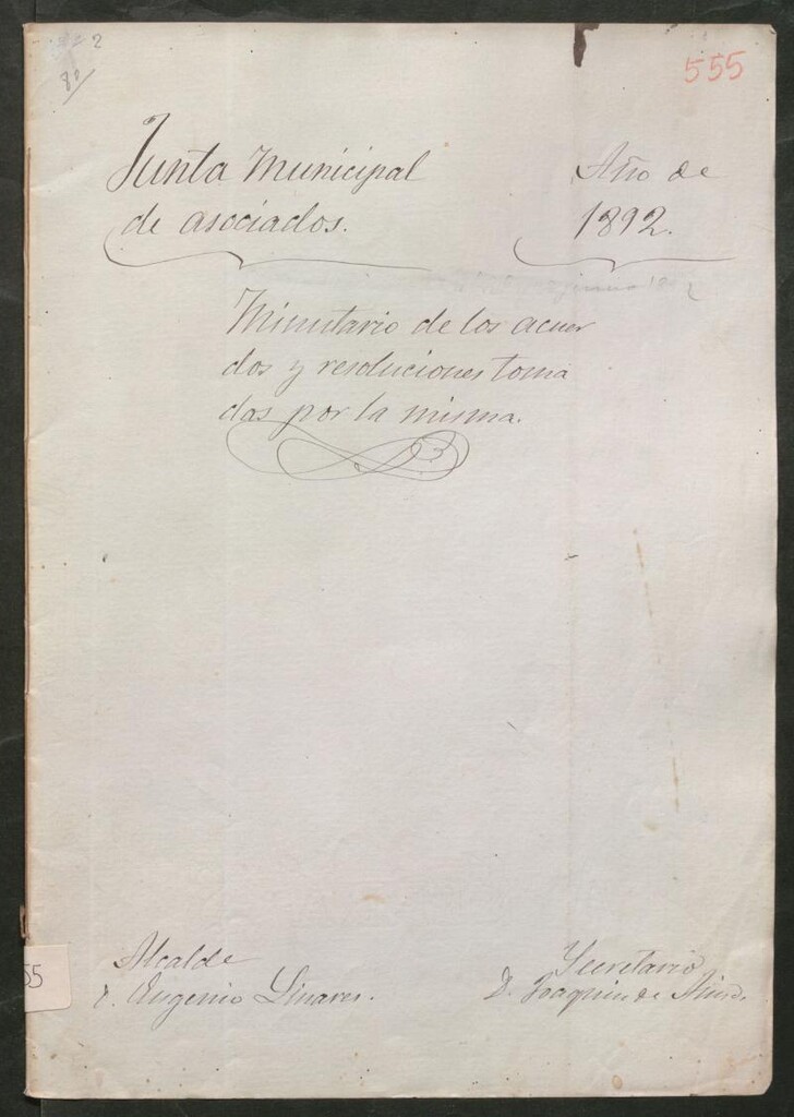 Miniatura de Actas y acuerdos del ayuntamiento de Canillejas de 1892. Libro 555.