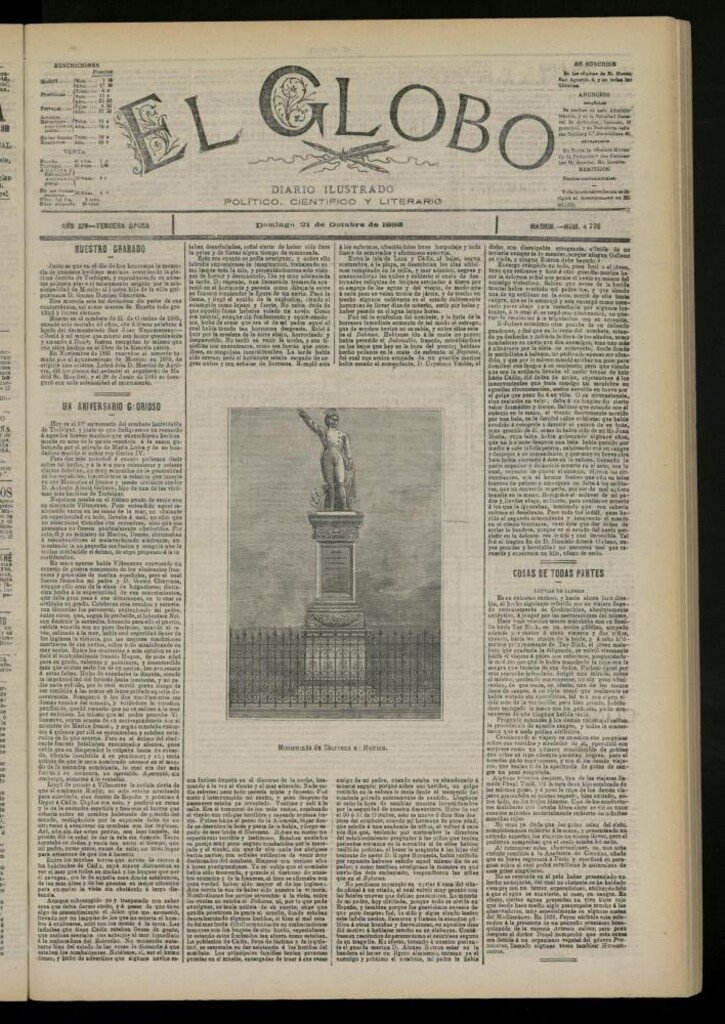 Miniatura de El Globo : diario ilustrado del 21 de octubre de 1888
