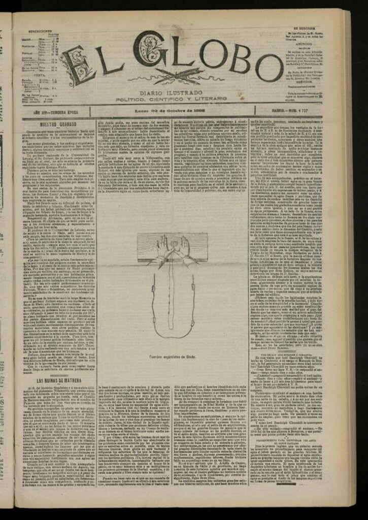 Miniatura de El Globo : diario ilustrado del 22 de octubre de 1888