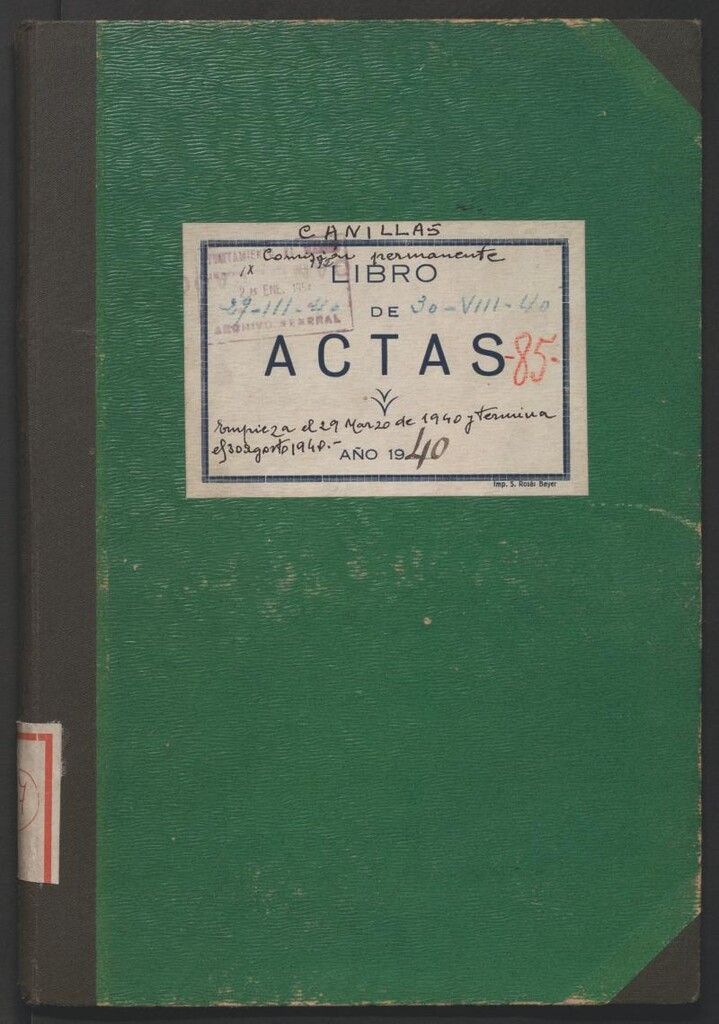 Miniatura de Actas y acuerdos del ayuntamiento de Canillas de 1940. Libro 107.