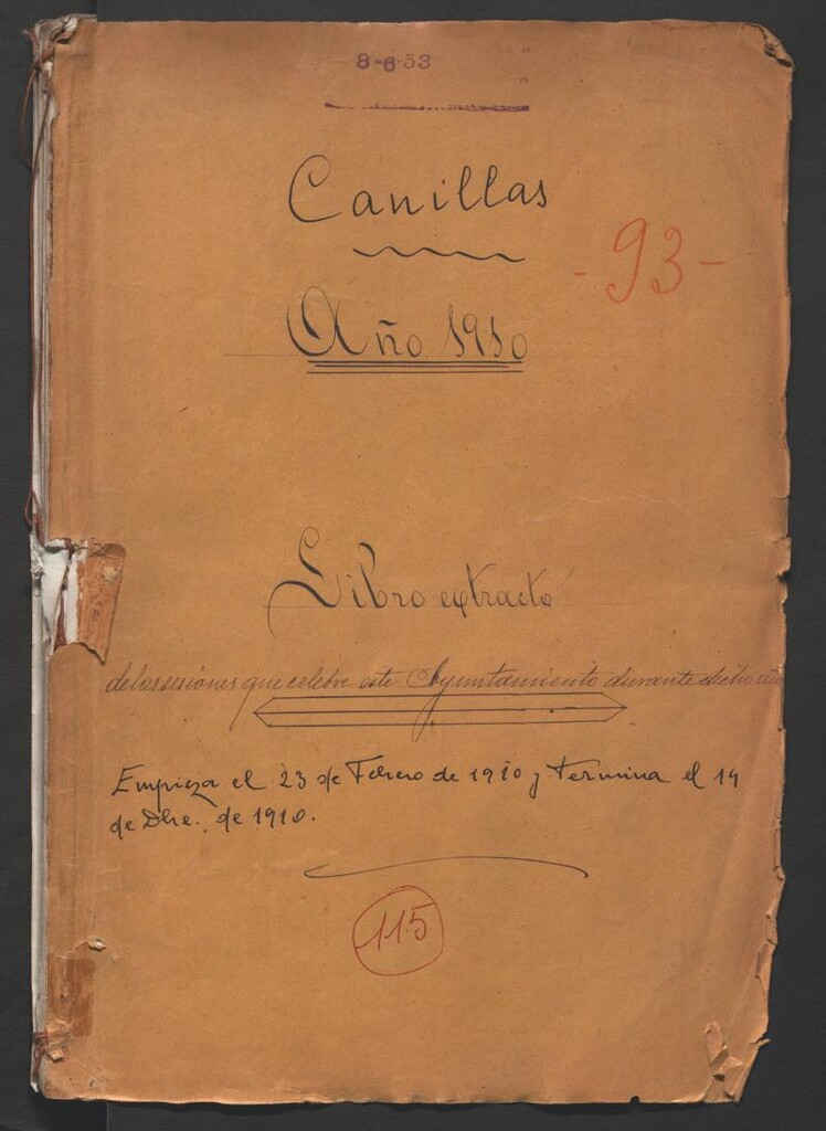 Miniatura de Actas y acuerdos del ayuntamiento de Canillas de 1910. Libro 115.