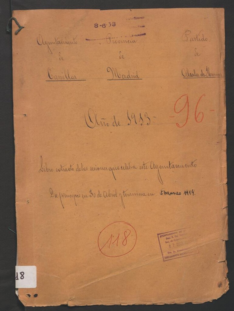 Miniatura de Actas y acuerdos del ayuntamiento de Canillas de 1913-1914. Libro 118.
