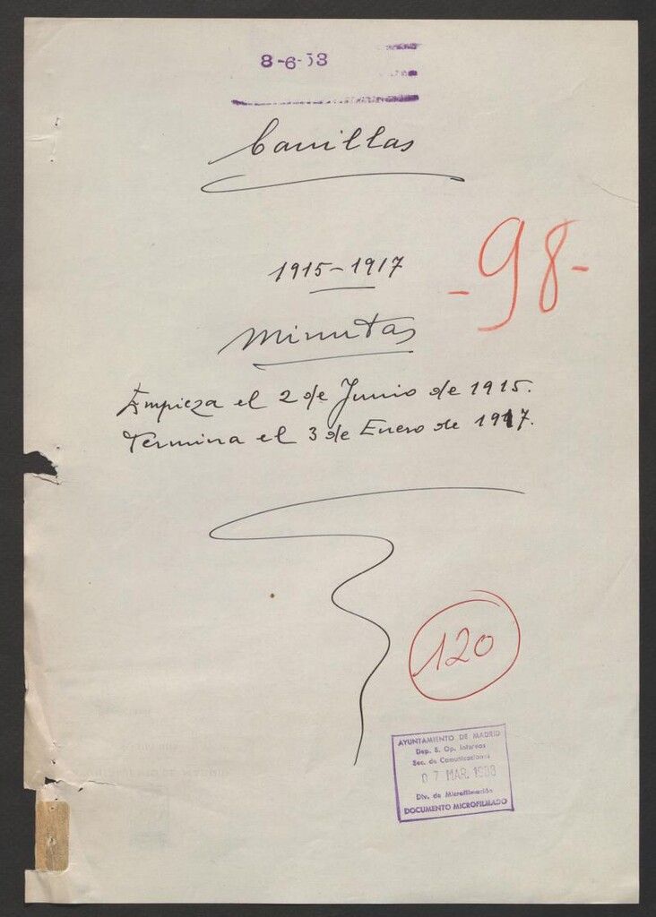 Miniatura de Actas y acuerdos del ayuntamiento de Canillas de 1915-1917. Libro 120.