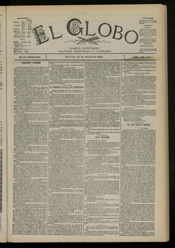 Miniatura de El Globo : diario ilustrado del 24 de octubre de 1888