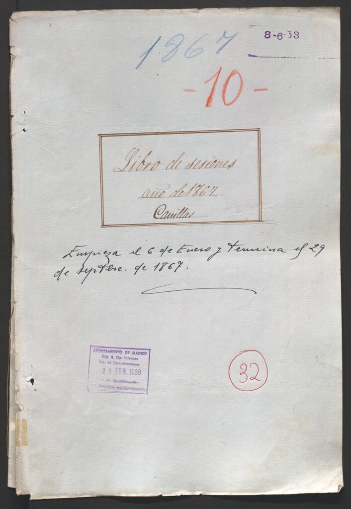 Miniatura de Actas y acuerdos del ayuntamiento de Canillas de 1867. Libro 32.