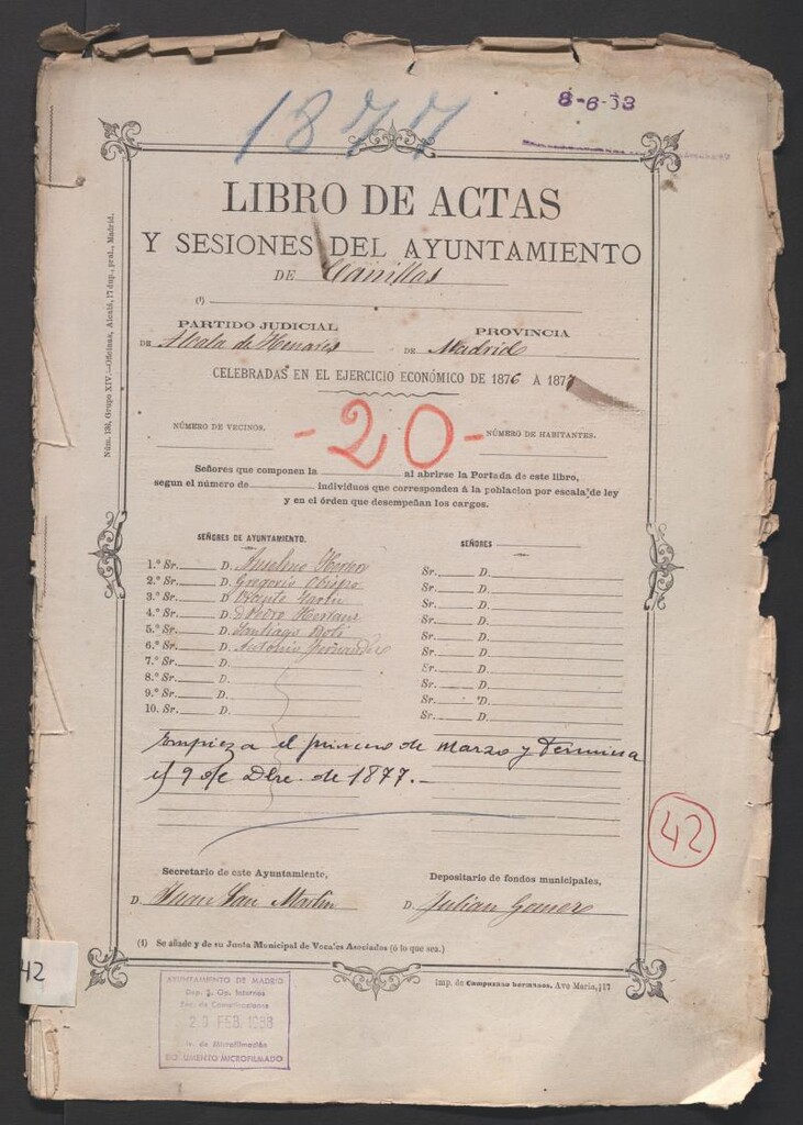 Miniatura de Actas y acuerdos del ayuntamiento de Canillas de 1877. Libro 42.