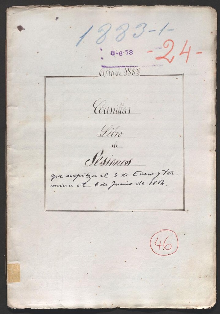 Miniatura de Actas y acuerdos del ayuntamiento de Canillas de 1883. Libro 46.