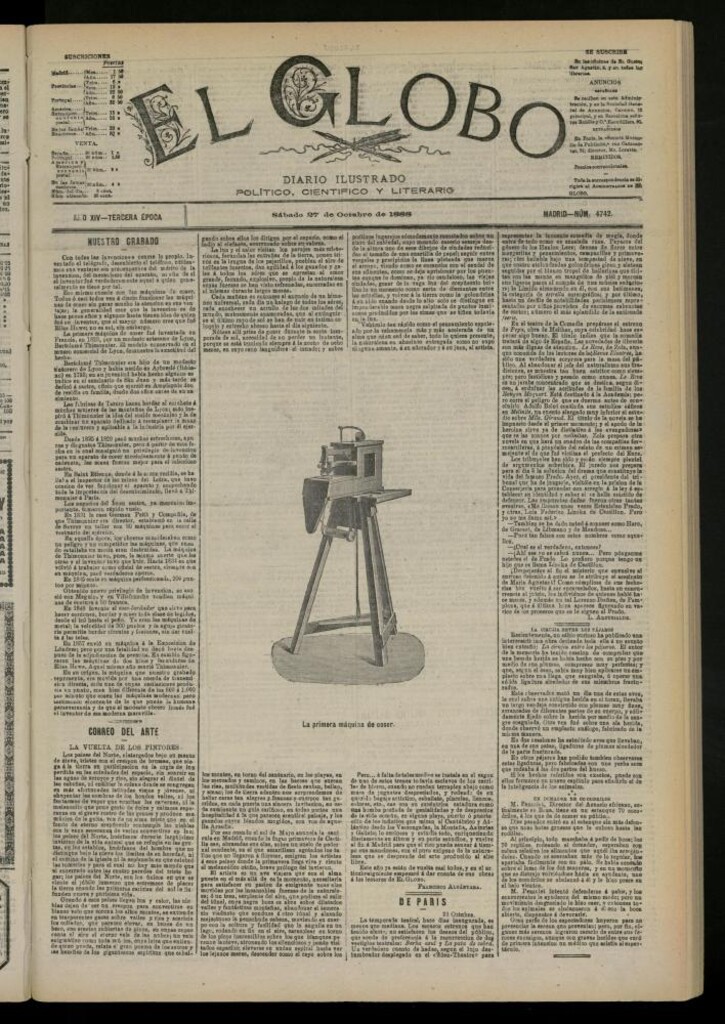 Miniatura de El Globo : diario ilustrado del 27 de octubre de 1888
