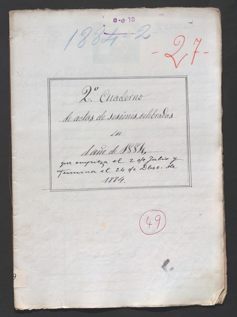 Miniatura de Actas y acuerdos del ayuntamiento de Canillas de 1884. Libro 49.