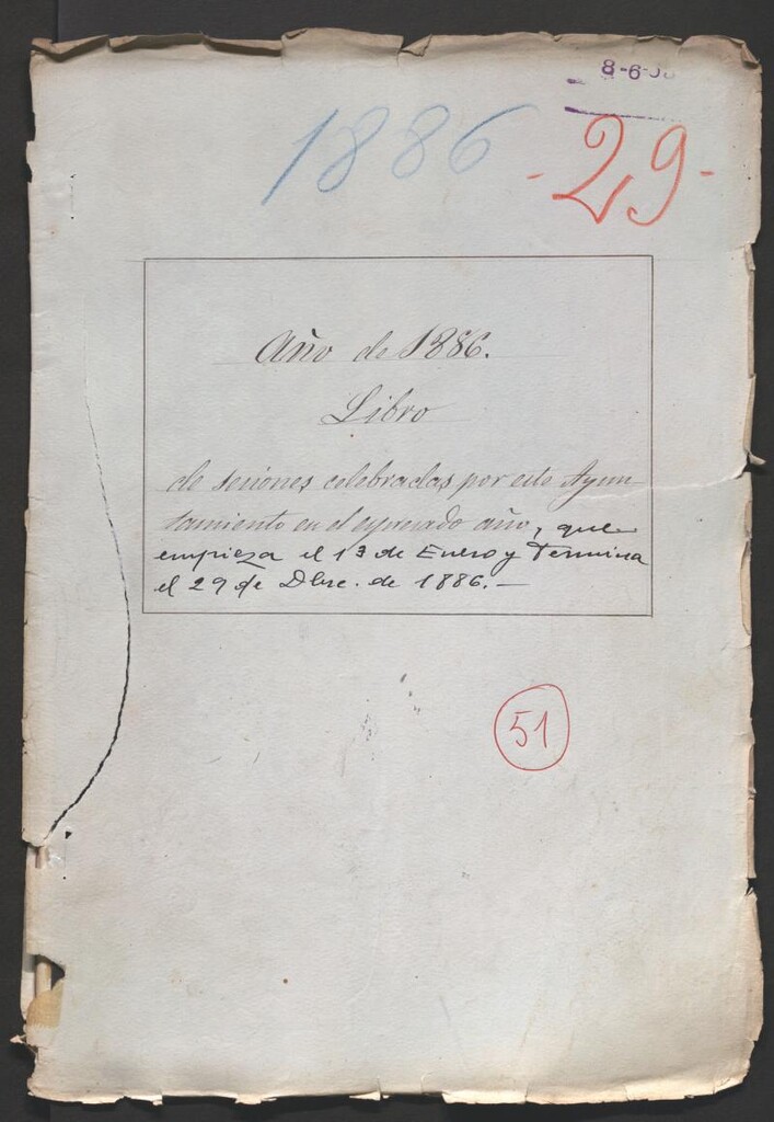 Miniatura de Actas y acuerdos del ayuntamiento de Canillas de 1886. Libro 51.