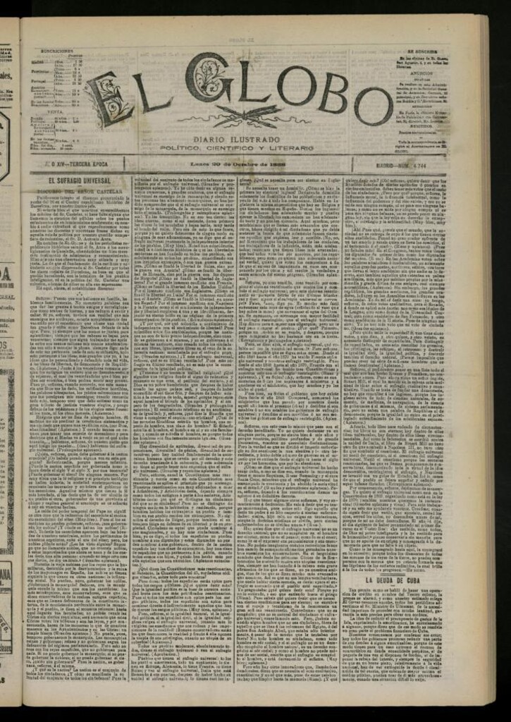 Miniatura de El Globo : diario ilustrado del 29 de octubre de 1888