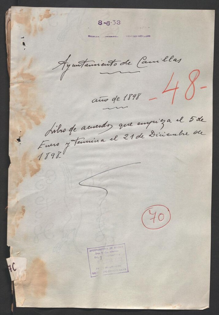 Miniatura de Actas y acuerdos del ayuntamiento de Canillas de 1898. Libro 70.