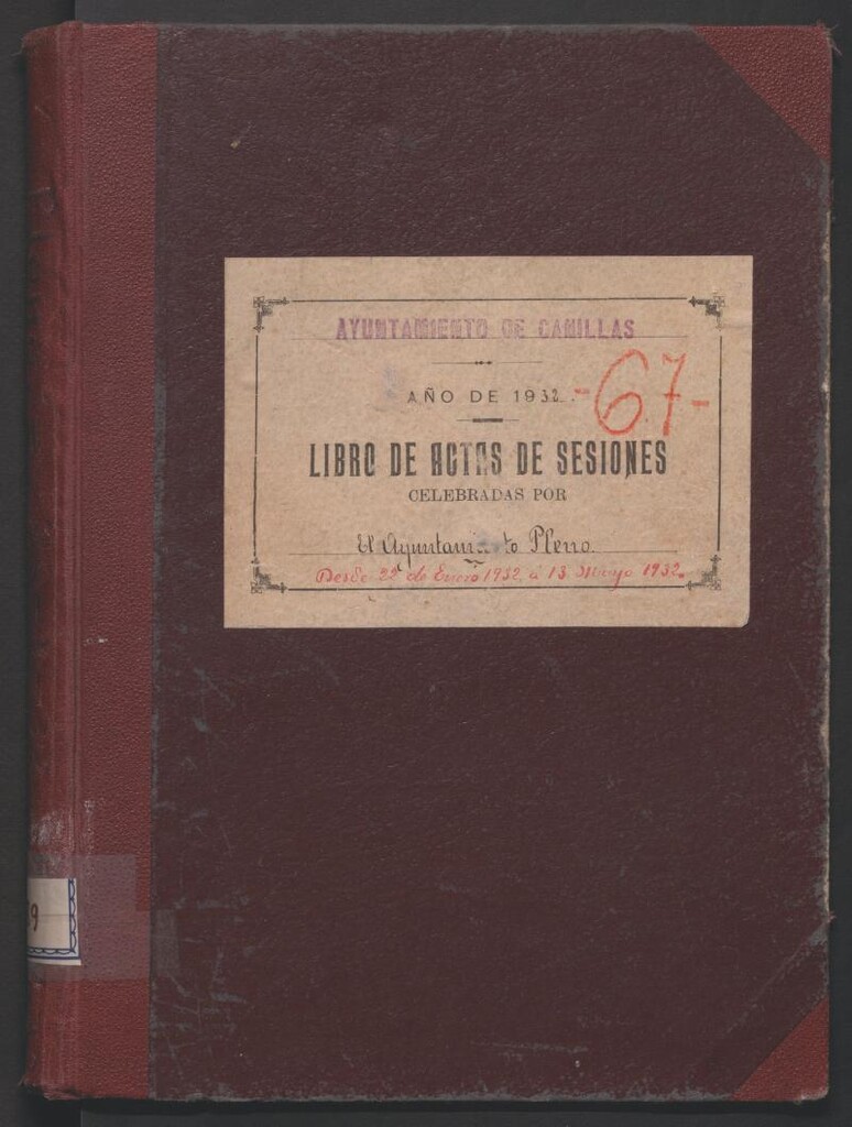 Miniatura de Actas y acuerdos del ayuntamiento de Canillas de 1932. Libro 89.