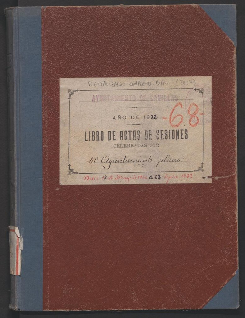 Miniatura de Actas y acuerdos del ayuntamiento de Canillas de 1932. Libro 90.