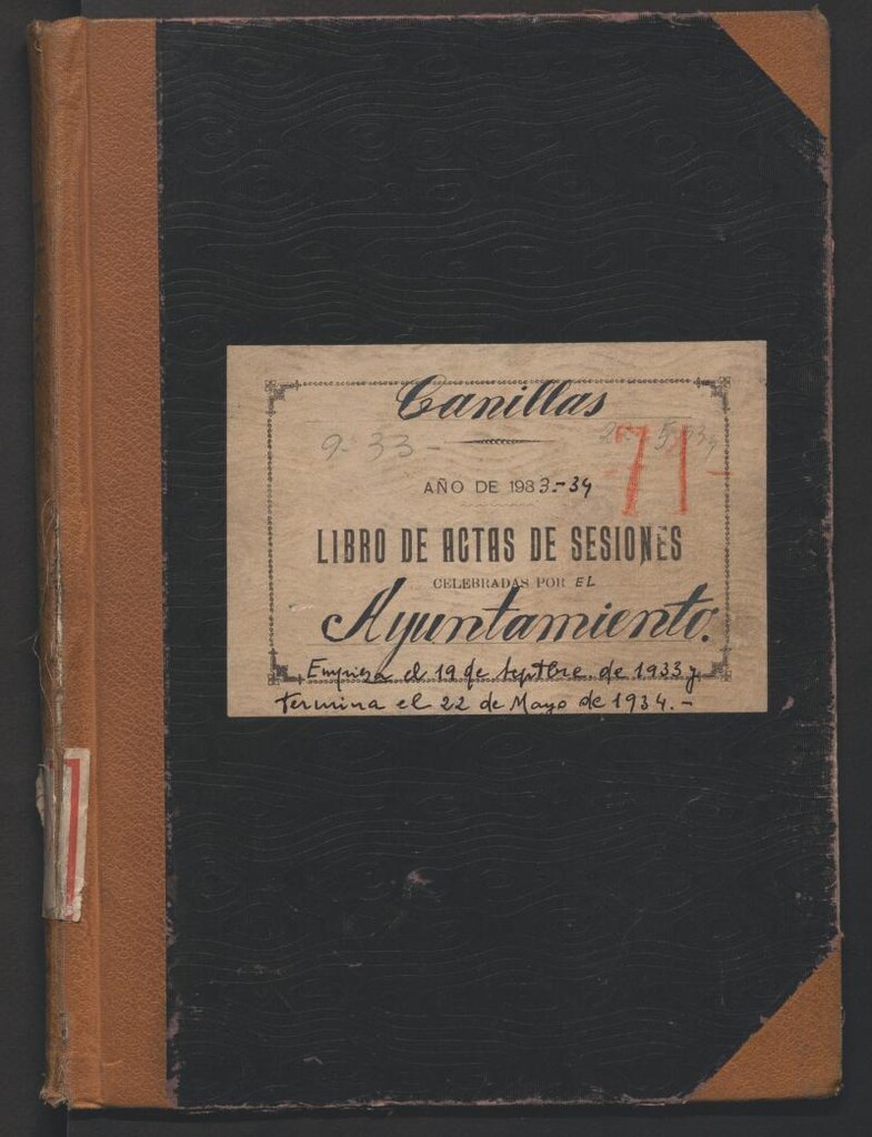 Miniatura de Actas y acuerdos del ayuntamiento de Canillas de 1933-1934. Libro 93.