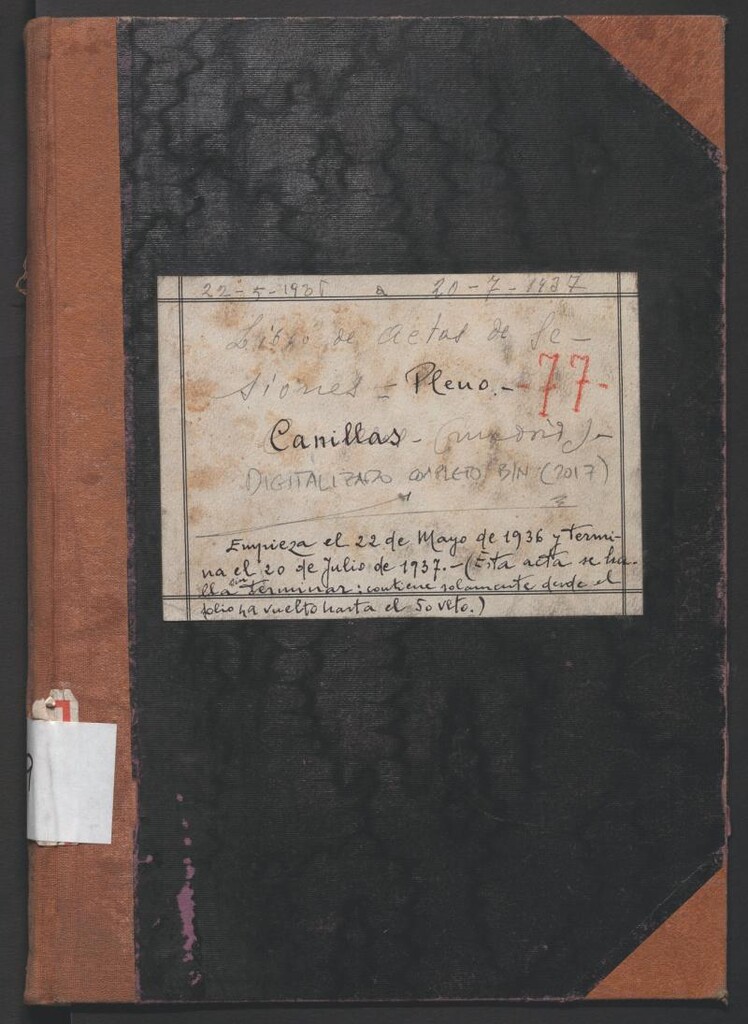 Miniatura de Actas y acuerdos del ayuntamiento de Canillas de 1936-1939. Libro 99.