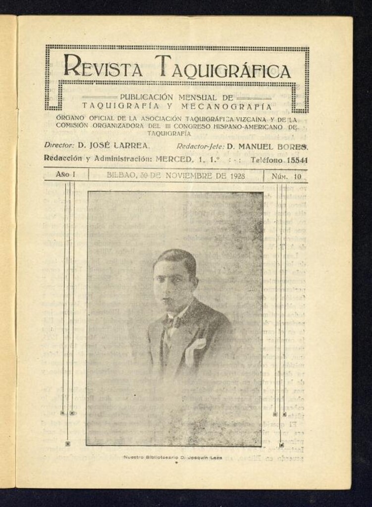 Miniatura de Revista Taquigrafica, Bilbao 30 de noviembre de 1928, nº 10