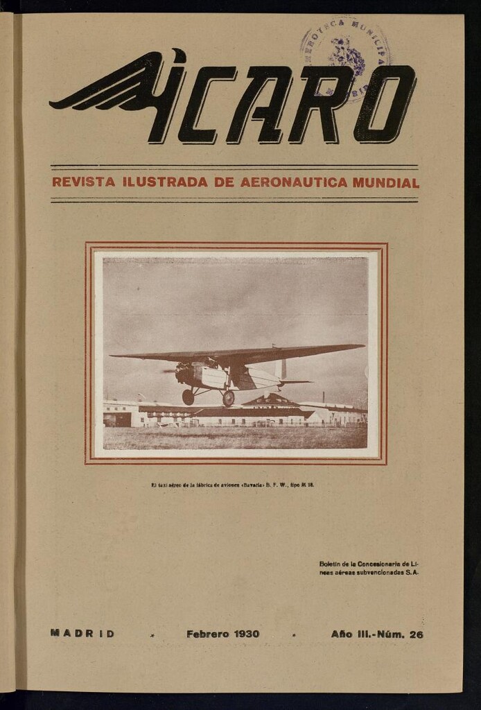 Miniatura de Ícaro: revista ilustrada de aeronáutica mundial. Febrero de 1930, nº 26