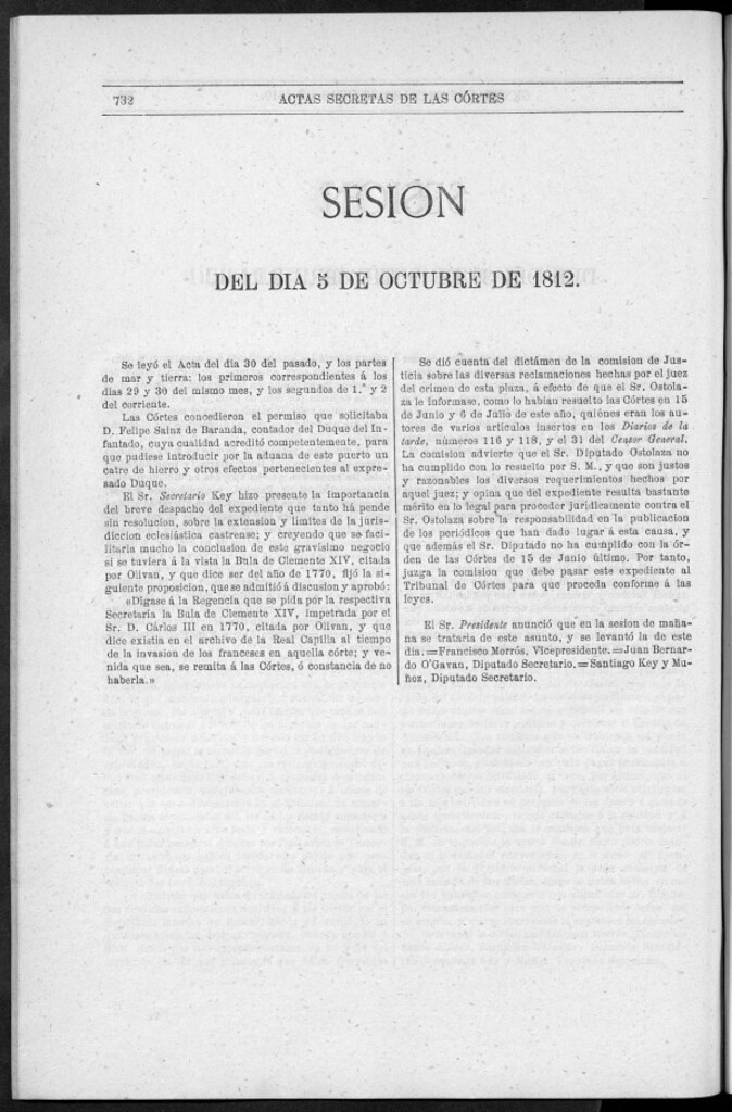 Miniatura de Actas de las Sesiones Secretas de las Cortes Generales Extraordinarias de la nación Española... (del 5 al 30 de octubre de 1812)