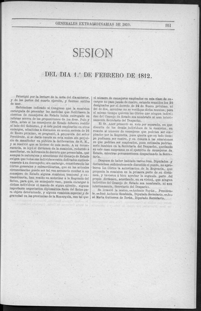 Miniatura de Actas de las Sesiones Secretas de las Cortes Generales Extraordinarias de la nación Española... (del 1 al 29 de febrero)