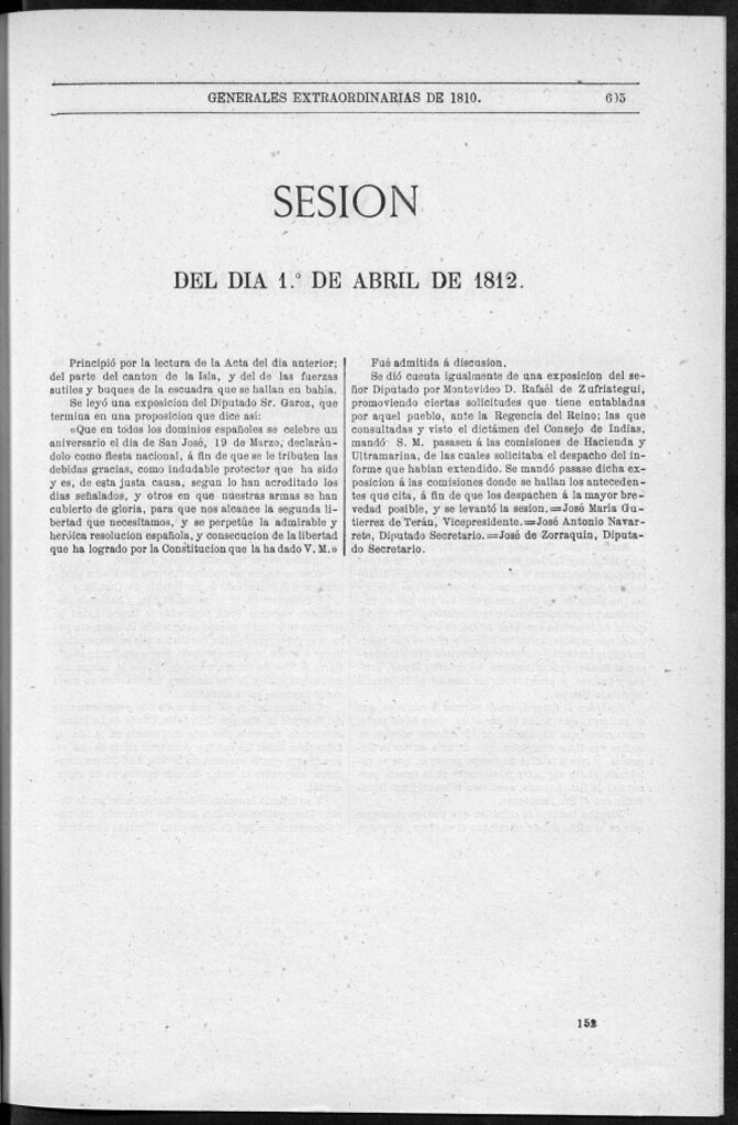 Miniatura de Actas de las Sesiones Secretas de las Cortes Generales Extraordinarias de la nación Española... (del 1 al 29 de abril de 1812)